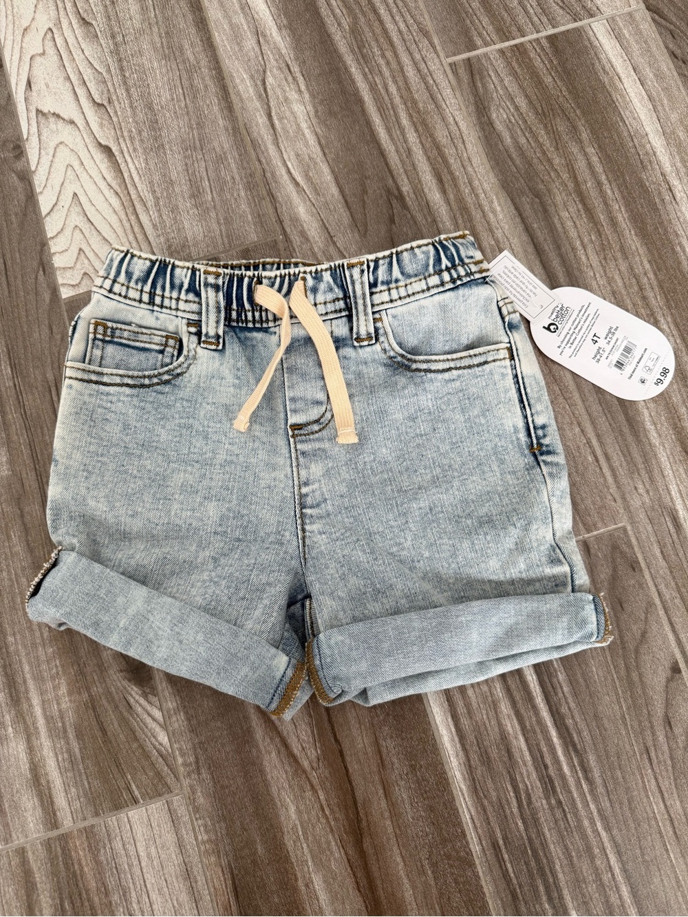 Light Wash Denim Kids Shorts with Drawstring Waist. NWT